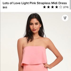 Lulus Lots of Love Strapless Light Pink Midi Dress - M